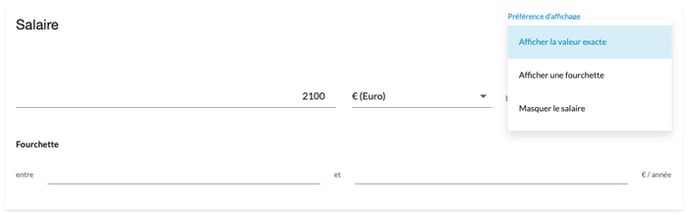Salary display preference on job posting page - Beetween