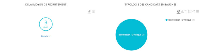 Overall statistics on recruitment activity: average recruitment time and typology of candidates recruited.