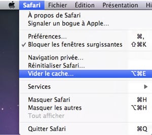 Effacement du cache sous Safari