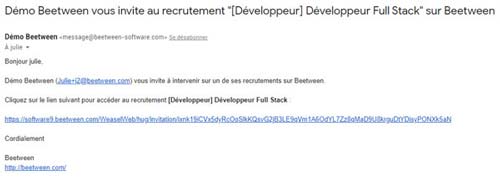 Email received by third party when invited to share recruitment applications - Beetween