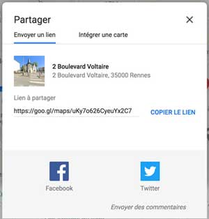 Partage d'une localisation Google Map par un lien URL