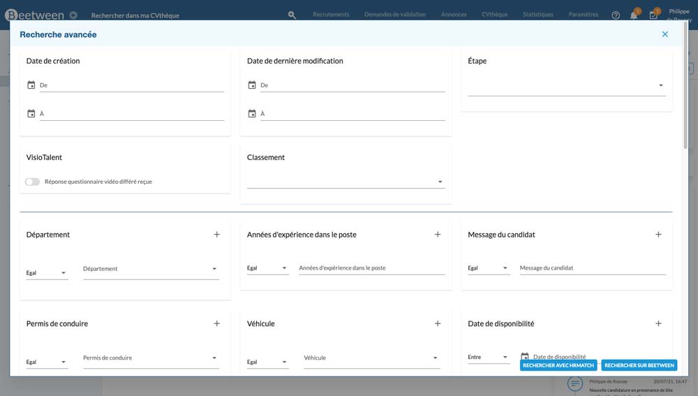 HRmatch by Cleverconnect advanced search filters - Beetween