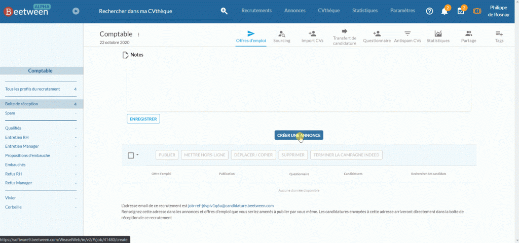 Using Meteojob sourcing from a job offer - Beetween