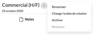 Accès au menu d'actions d'un recrutement - Beetween