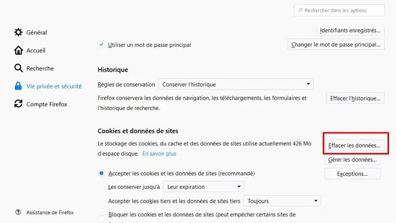 Effacement du cache sous Mozilla Firefox